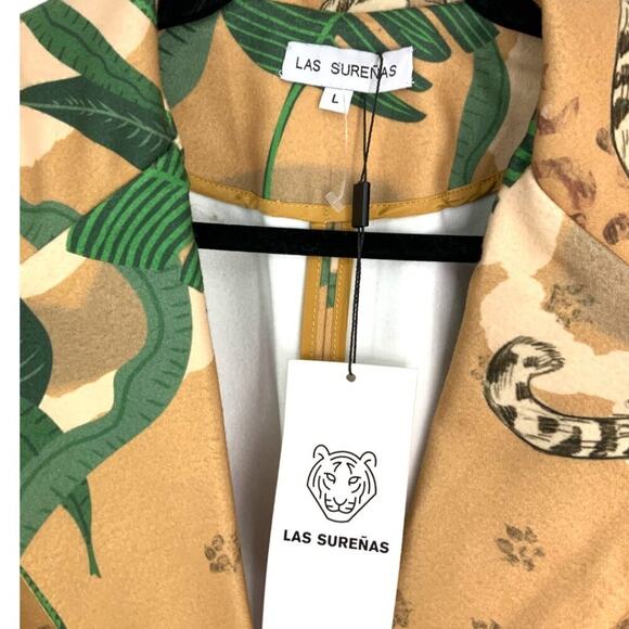 Las Surenas Jungle D'Amour Leopard Print Coat Camel Size Large NWT $600 MSRP - Picture 4 of 9